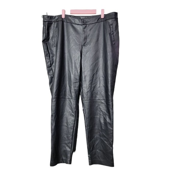 Eloquii Gena Fit Slim Faux Leather Pant Trouser Black Plus Size 20 - Picture 1 of 4